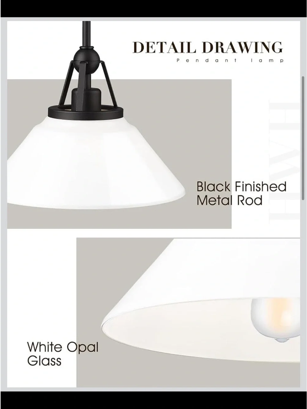 White Modern 12” Hanging Pendant Light Fixture - New in Box